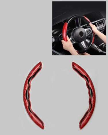 アウディのハンドルをスポーティに格上げ！カーボン調ステアリングカバー（レッド）！